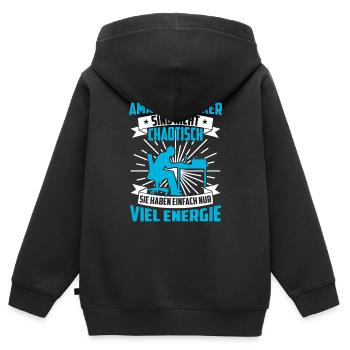 Les radioamateurs ne sont pas des radioamateurs chaotiques - Sweat Premium à capuche zippé enfant bio - noir - Dos - AI Model Kid Male (0cm)