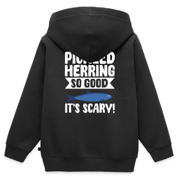 eFunny Hareng mariné idée cadeau - Sweat Premium à capuche zippé enfant bio - noir - Dos - AI Model Kid Male (0cm)