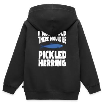 Conception de hareng mariné - Sweat Premium à capuche zippé enfant bio - noir - Dos - AI Model Kid Male (0cm)
