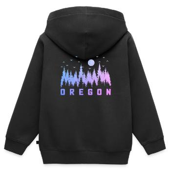 Oregon - Kinder Premium Organic Zip Hoodie - Schwarz - Hinten - AI Model Kid Male (0cm)