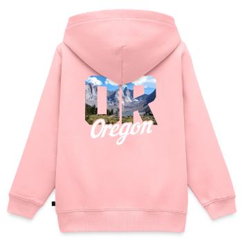 Oregon - Kinder Premium Organic Zip Hoodie - Rosa - Hinten - AI Model Kid Female (0cm)