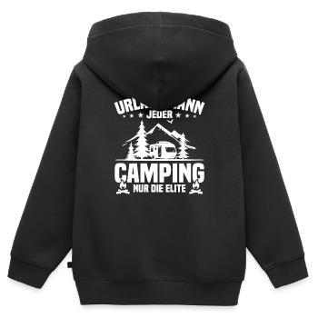 Urlaub Kann Jeder Camping nur Die Elite - Kinder Premium Organic Zip Hoodie - Schwarz - Hinten - AI Model Kid Male (0cm)