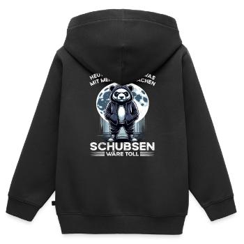 Ich hasse Menschen Morgenmuffel im Büro lustig - Kinder Premium Organic Zip Hoodie - Schwarz - Hinten - AI Model Kid Male (0cm)