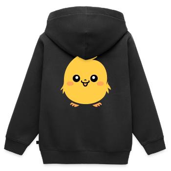 poussin - Sweat Premium à capuche zippé enfant bio - noir - Dos - AI Model Kid Male (0cm)