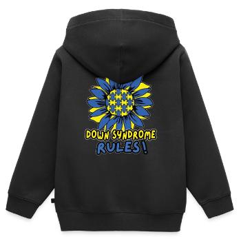 Down Syndrome Rules - Down Syndrome Day - Kinder Premium Organic Zip Hoodie - Schwarz - Hinten - AI Model Kid Male (0cm)