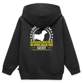 Celui avec le Chien courant de Hanovre - Sweat Premium à capuche zippé enfant bio - noir - Dos - AI Model Kid Male (0cm)