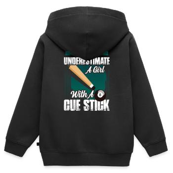 A Girl With A Cue Stick Billard Pool Billiard Play - Kinder Premium Organic Zip Hoodie - Schwarz - Hinten - AI Model Kid Male (0cm)