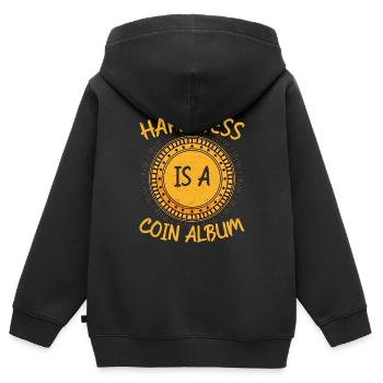 Album of Happiness: A Coin Collector's Delight - Kinder Premium Organic Zip Hoodie - Schwarz - Hinten - AI Model Kid Male (0cm)