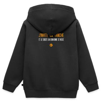 Ich lade eine Schleie ein, ich fingere einen Schneemann - Kinder Premium Organic Zip Hoodie - Schwarz - Hinten - AI Model Kid Male (0cm)