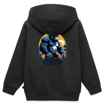 Gorilla with Gold Chain - Kids Premium Organic Zip-up Hoodie - black - Back - AI Model Kid Male (0cm)