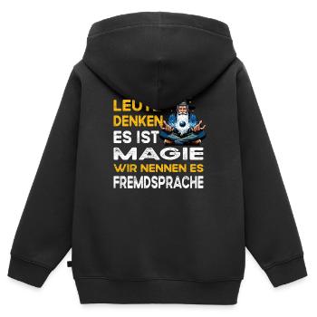 Leute denken Magie Fremdsprache Dolmetscher - Kinder Premium Organic Zip Hoodie - Schwarz - Hinten - AI Model Kid Male (0cm)
