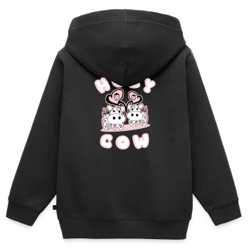 Fraises Vache Sacrée - Sweat Premium à capuche zippé enfant bio - noir - Dos - AI Model Kid Male (0cm)