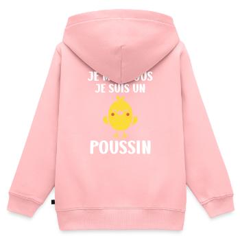 Humour petit poussin - Sweat Premium à capuche zippé enfant bio - rose - Dos - AI Model Kid Female (0cm)