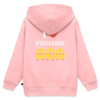 Humour petit poussin - Sweat Premium à capuche zippé enfant bio - rose - Dos - AI Model Kid Female (0cm)