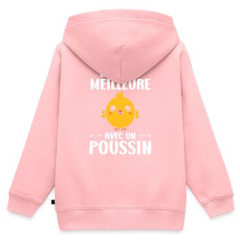 Humour bébé poussin - Sweat Premium à capuche zippé enfant bio - rose - Dos - AI Model Kid Female (0cm)
