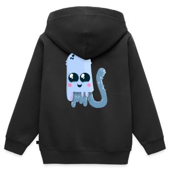 tintenfisch - Kinder Premium Organic Zip Hoodie - Schwarz - Hinten - AI Model Kid Male (0cm)