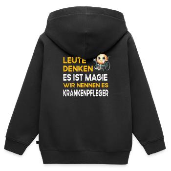 Leute denken Magie Krankenpfleger Krankenpflege - Kinder Premium Organic Zip Hoodie - Schwarz - Hinten - AI Model Kid Male (0cm)