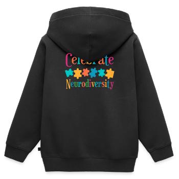 Celebrate neurodiversity - Kids Premium Organic Zip-up Hoodie - black - Back - AI Model Kid Male (0cm)