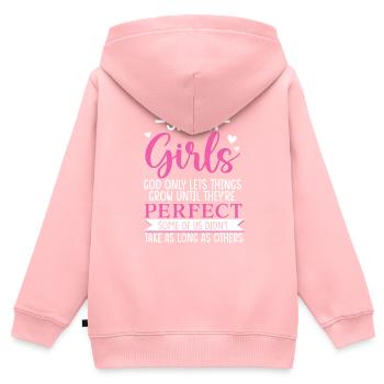 Short Girls God Only Lets Things Grow Until - Kinder Premium Organic Zip Hoodie - Rosa - Hinten - AI Model Kid Female (0cm)
