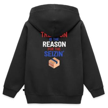 La trahison est la raison du raid du FBI de Seizin - Sweat Premium à capuche zippé enfant bio - noir - Dos - AI Model Kid Male (0cm)