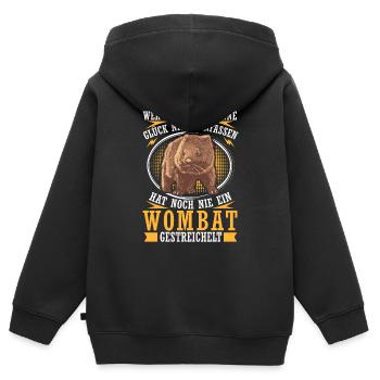 Wombat streicheln Australien Beuteltier - Kinder Premium Organic Zip Hoodie - Schwarz - Hinten - AI Model Kid Male (0cm)