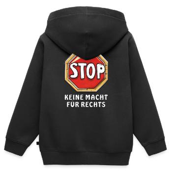 PANNEAU D’ARRÊT PAS DE PUISSANCE POUR LA DROITE - Sweat Premium à capuche zippé enfant bio - noir - Dos - AI Model Kid Male (0cm)