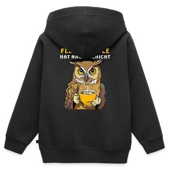 FLEISSIGE EULE HAT NACHTSCHICHT - Kinder Premium Organic Zip Hoodie - Schwarz - Hinten - AI Model Kid Male (0cm)