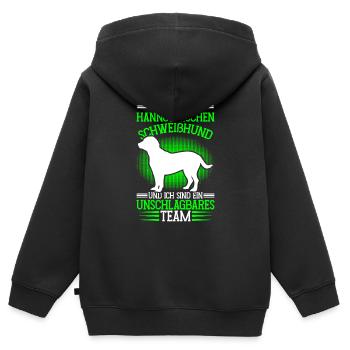 Le Sweathound hanovrien est imbattable - Sweat Premium à capuche zippé enfant bio - noir - Dos - AI Model Kid Male (0cm)