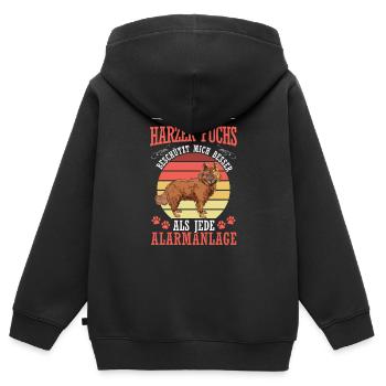 Harzer Fuchs beschützt mich Hütehund Hütefuchs - Kinder Premium Organic Zip Hoodie - Schwarz - Hinten - AI Model Kid Male (0cm)