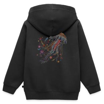 Cadeau de méduse - Sweat Premium à capuche zippé enfant bio - noir - Dos - AI Model Kid Male (0cm)