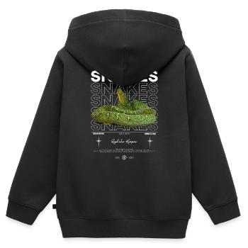 Arbre d’émeraude Boa moderne Streetwear Reptile gardien - Sweat Premium à capuche zippé enfant bio - noir - Dos - AI Model Kid Male (0cm)
