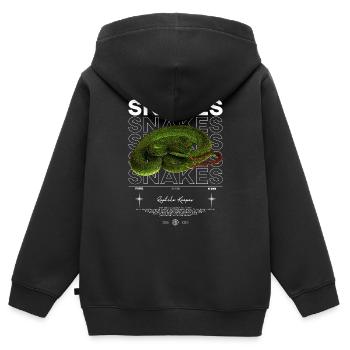 Vipère de fosse à lèvres blanches moderne gardien de reptile - Sweat Premium à capuche zippé enfant bio - noir - Dos - AI Model Kid Male (0cm)