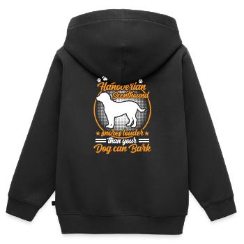 Le chien courant hanovrien ronfle plus fort - Sweat Premium à capuche zippé enfant bio - noir - Dos - AI Model Kid Male (0cm)
