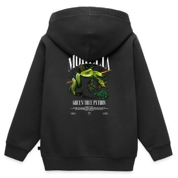 Grüner Baum Python Moderner Streetwear Reptilienpfleger - Kinder Premium Organic Zip Hoodie - Schwarz - Hinten - AI Model Kid Male (0cm)