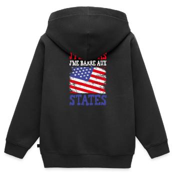 Ich kann nicht in die Vereinigten Staaten gehen - Kinder Premium Organic Zip Hoodie - Schwarz - Hinten - AI Model Kid Male (0cm)