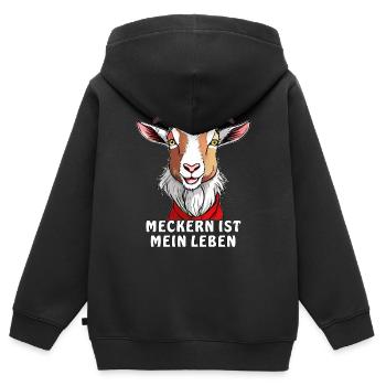 ZIEGE MECKERN IST MEIN LEBEN - Kinder Premium Organic Zip Hoodie - Schwarz - Hinten - AI Model Kid Male (0cm)