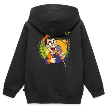 MAN MICROPHONE POETRY - Kids Premium Organic Zip-up Hoodie - black - Back - AI Model Kid Male (0cm)