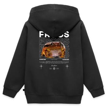False Tomato Frog Streetwear Frog Keeper - Kids Premium Organic Zip-up Hoodie - black - Back - AI Model Kid Male (0cm)
