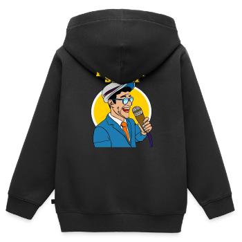 MAN MICROPHONE POETRY SLAM - Kids Premium Organic Zip-up Hoodie - black - Back - AI Model Kid Male (0cm)