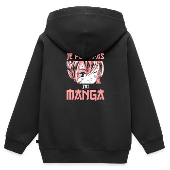 Je peux pas j'ai Manga. Geek et Fans de manga. - Sweat Premium à capuche zippé enfant bio - noir - Dos - AI Model Kid Male (0cm)