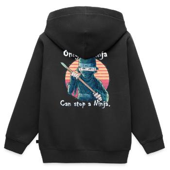Nur ein Ninja kann einen Ninja aufhalten - Kinder Premium Organic Zip Hoodie - Schwarz - Hinten - AI Model Kid Male (0cm)