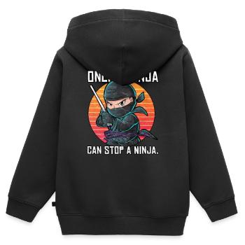 Nur ein Ninja kann einen Ninja aufhalten - Kinder Premium Organic Zip Hoodie - Schwarz - Hinten - AI Model Kid Male (0cm)