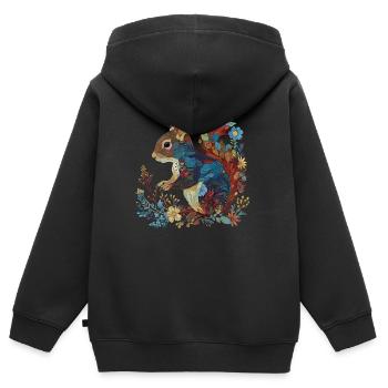 Eichhörnchen - Kinder Premium Organic Zip Hoodie - Schwarz - Hinten - AI Model Kid Male (0cm)