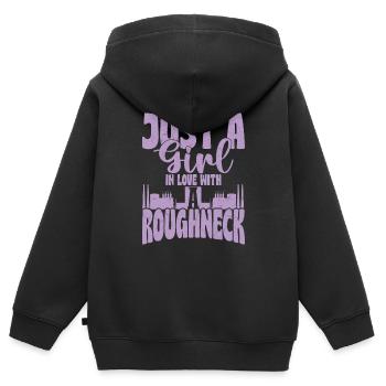 Juste Une Fille Amoureuse D’une Plate-Forme Pétrolière Brute Oilfi - Sweat Premium à capuche zippé enfant bio - noir - Dos - AI Model Kid Male (0cm)