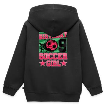 9th birthday Girl Soccer 9 Years Old Gifts - Kinder Premium Organic Zip Hoodie - Schwarz - Hinten - AI Model Kid Male (0cm)