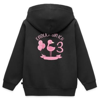 flamingo Geburtstagshirt Endlich 3 Jahre Mädchen - Kinder Premium Organic Zip Hoodie - Schwarz - Hinten - AI Model Kid Male (0cm)