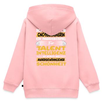cnc technikerin ein Paradebeispiel für Talent - Kinder Premium Organic Zip Hoodie - Rosa - Hinten - AI Model Kid Female (0cm)