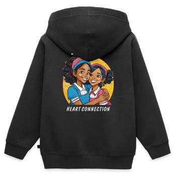 SISTERS BLOOD TIES HEART CONNECTION - Kinder Premium Organic Zip Hoodie - Schwarz - Hinten - AI Model Kid Male (0cm)