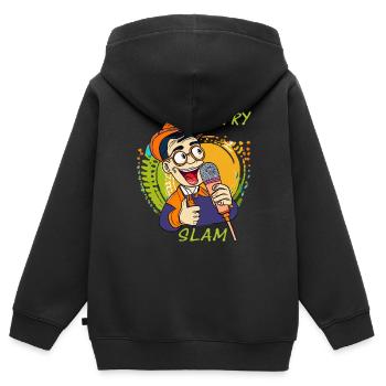 HOMME MICRO POÉSIE SLAM - Sweat Premium à capuche zippé enfant bio - noir - Dos - AI Model Kid Male (0cm)