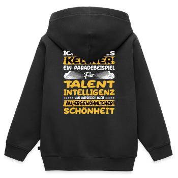 Le serveur, un excellent exemple de talent - Sweat Premium à capuche zippé enfant bio - noir - Dos - AI Model Kid Male (0cm)